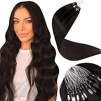 LaaVoo Sew in Extensions Human Hair Balayage Dark Brown Micro Loop Hair Extensions Human Hair Dark Brown 18 in Weft Hair Extensions Real Human Hair Total 150g
