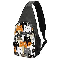 Cute Many Cats Sling Daypack Casual Crossbody Backpack Chest Shoulder Bag For Travel And Hiking