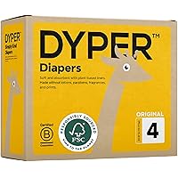 DYPER Viscose from Bamboo Baby Diapers Size 4 | Honest Ingredients | Cloth Alternative | Day & Overnight | Made with Plant-Based* Materials | Hypoallergenic for Sensitive Skin, Unscented