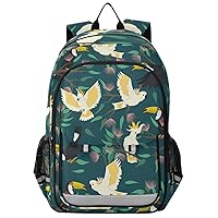 Toucans and Cockatoo Birds School Backpack Lightweight Laptop Backpack Student Travel Daypack with Reflective Stripes