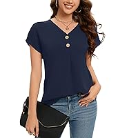 Womens Tops Summer Dressy Casual Shirts Short Sleeve V Neck Blouses Business Work Tshirts