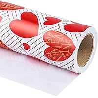 WRAPAHOLIC Valentine's Day Wrapping Paper - Mini Roll - 17 Inch X 33 Feet - Red Heart and Be My Valentine Lettering Design for Valentine's Day, Party, Holiday