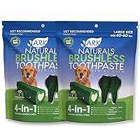 Ark Naturals Brushless Toothpaste, Dog Dental Chews for Large Breeds, Freshens Breath, Helps Reduce Plaque & Tartar, 18oz, 2 Pack