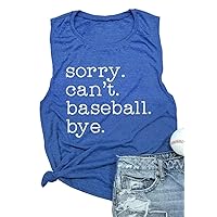Sorry Can't Baseball Bye Tank Tops Women Funny Graphic Baseball Tanks Summer Casual Sleeveless Sports Tee Shirts