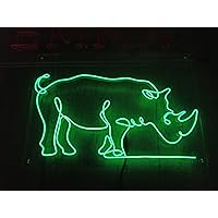 Rhinoceros Animal Artistic Neon Sign, Animal Theme Handmade EL Wire Neon Light Sign, Home Decor Wall Art, Ice Blue