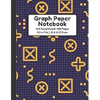 Graph Paper Notebook: 4x4 Quad Ruled Graph Paper Notebook | 120 Pages | Matte Cover | 8.5 x 11 In | Fun Geometric Pattern