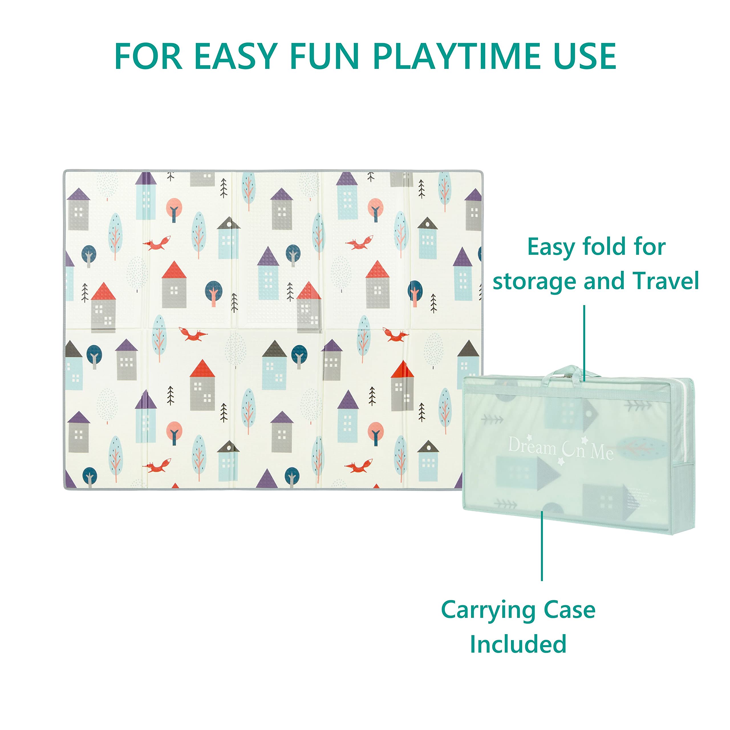 Dream On Me Play Time Reversible Baby Play Mat |Foldable Extra Large Thick Foam Crawling Playmats for Toddlers| Waterproof Portable Playmat for Babies | Yoga/Picnic/Game Mat| Indoor/Outdoor, Multi