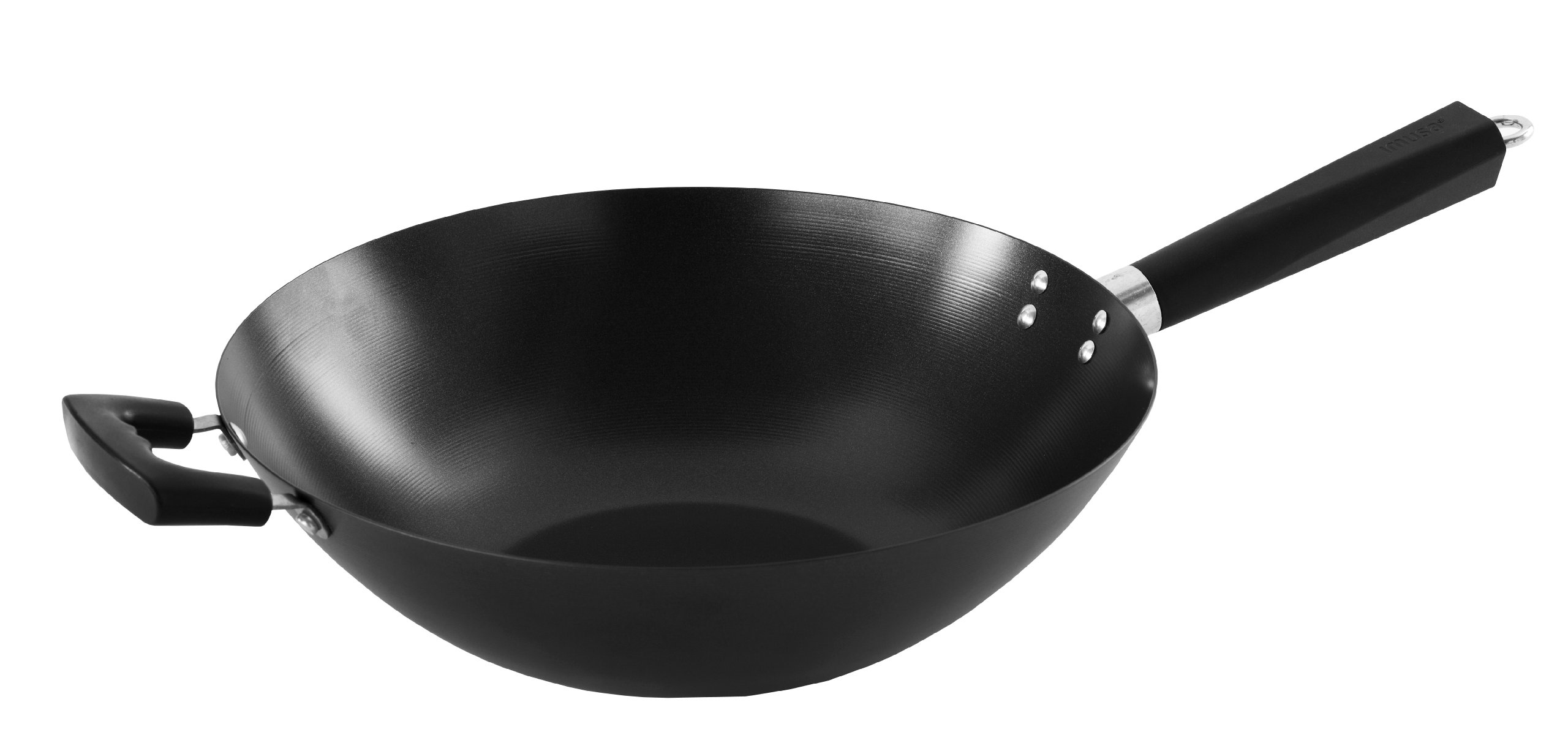 IMUSA USA 14" Traditional Nonstick Coated Wok with Triangle Helper Handle