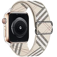 OHCBOOGIE Stretchy Solo Loop Strap Compatible with Apple Watch Bands 42mm 44mm 45mm 49mm Adjustable Stretchy Braided Strap for iWatch Series 8/7/6/5/4/3/2/1 SE Ultra, White Grid