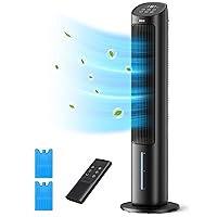 Dreo Tower Fan, 40” Fans that Blow Cold Air, 80° Oscillating, Removable Water Tank, Remote Control, 4 Speeds, 7H Timer, Bedroom, Black