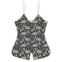 Airstream Camping Funny Slip Jumpsuits One Piece Romper for Women Sleeveless with Adjustable Strap Sexy Shorts