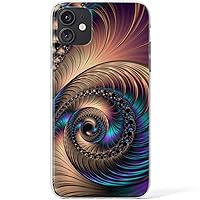Clear Case Compatible with iPhone 15 14 13 Pro Max 12 Mini 11 SE Xr Xs 8 Plus 7 6s TPU Gel Abstract Protective Fancy Aesthetic Rose Gold Psychedelic Design Fractal Art Cover Silicone Luxury