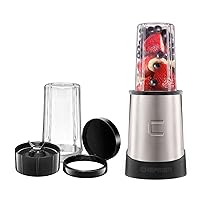Personal Ultimate Kitchen Blender, Quick Portable Blending of Shakes, Smoothies, Baby Food & Juice, 2 Travel Cups, Cover & Drinking Rim, 6-Piece Set, Dishwasher-Safe Stainless-Steel Blade