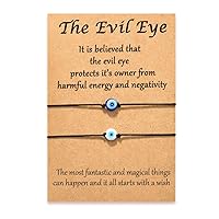 Shonyin Handmade Evil Eye Bracelets Set with Card Red String Bracelet Kabbalah Protection Luck Amulet for Women Men Family Friends
