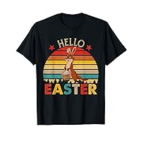 Vintage Retro Hello Easter Bunny Otter Hunting Eggs Basket T-Shirt
