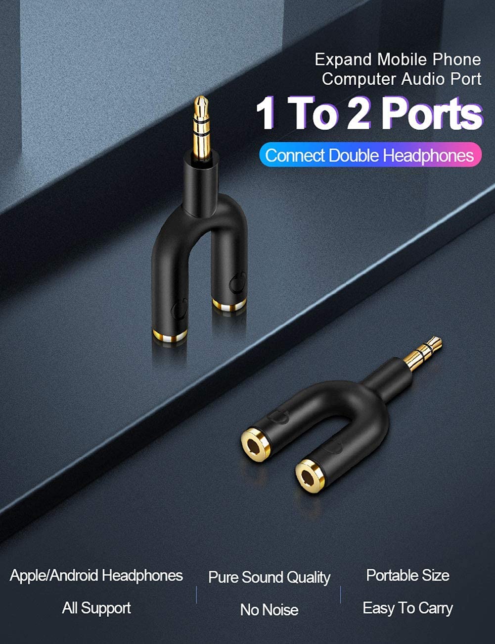 Bundle – 2 Items: USB C to 3.5mm Headphone Adapter and Headphone Splitter Adapter