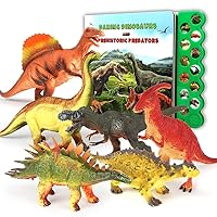 Dinosaur Toys for 3 Years Old & Up - Dinosaur Sound Book & 12 Realistic Looking Dinosaurs Figures Including T-Rex, Triceratops, Utahraptor, for Kids, Boys and Girls