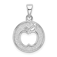 Sterling Silver Rhodium-plated Enamel Glitter Fabric Apple Cut-out Pendant Fine Jewelry Gift For Her For Women