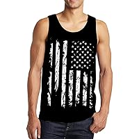 Idgreatim Men's Casual Tank Tops American Flag Print Sleeveless Muscle Patriotic Tees