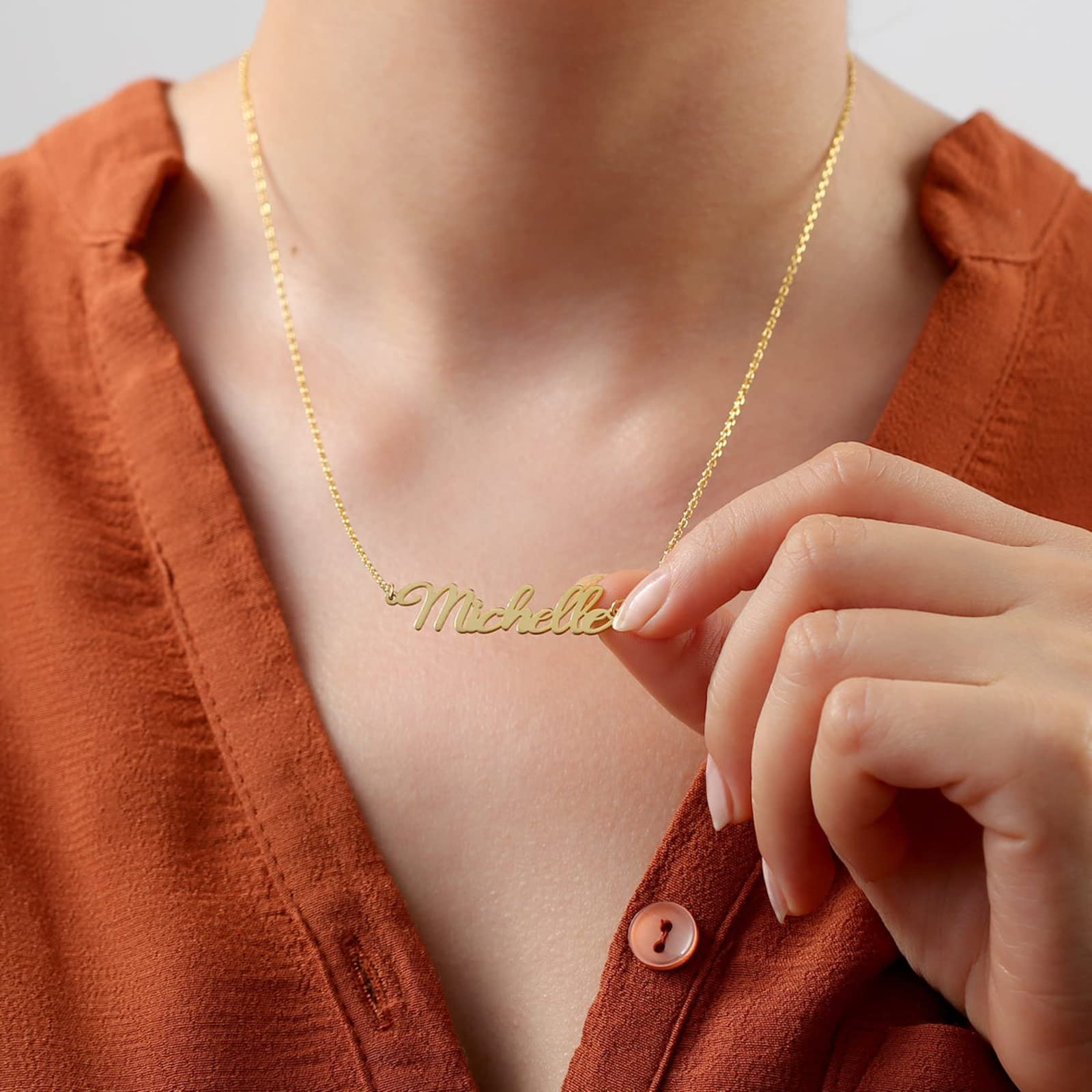 Custom Name Necklace Personalized Name Necklace 18K Gold Plated Jewelry Gift for Women
