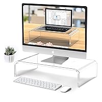 Acrylic Monitor Stand Riser Clear Laptop Stand for Desk Acrylic Monitor Riser for Desk Accessories Aesthetic Laptop Riser Clear Computer Stand White Office Supplies for Women Essentials