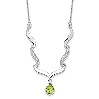 Sterling Silver Rhodium-plated Peridot and White Topaz with 2in. Ext Necklace