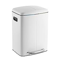 happimess HPM1005C Marco Rectangular 10.5-Gallon Double Bucket Garbage Can with Soft-Close Lid, White