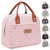 HOMESPON Insulated Lunch Bag for Women Men Adults Lunch Tote with Front Pocket Lunch Box Container Cooler Bag for Work Picnic (Pink)
