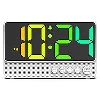 [Simple] Alarm Clock for Bedroom, Small LED Digital Clock with Large Number, RGB Display, Loud Alarm, Modern Electric Cool Clock for Bedside/Desk/Living Room and Kids/Boys/Teens/Seniors/Heavy Sleepers