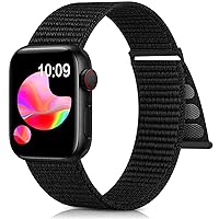 Nylon Sport Loop Bands for Apple Watch Band 38mm 40mm 41mm 42mm 44mm 45mm, Black Adjustable Stretchy Elastic Braided Strap Wristband Replacement for iWatch Series 8 7 6 SE 5 4 3 2 1 Women/Men