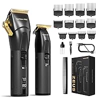 Professional Hair Clippers for Men- USB-C Rechargeable Barber Hair Trimmer & T-Blade Trimmer Combo with 5V-Boost Technology- Cordless Clippers- LED Display Black