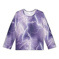 Electrifying Lightning Purple Boys Long Sleeve Rash Guard Girls Kids Swim Shirts Toddler Activewear T-Shirts 3T