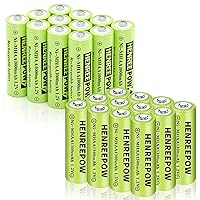 Henreepow Ni-MH AA Rechargeable Batteries, Double A High Capacity 1.2V Pre-Charged for Garden Landscaping Outdoor Solar Lights, String Lights, Pathway Lights (AA-1300mAh/1000mAh-12pack)