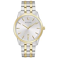 Bulova Men's Classic Sutton 3 Hand Two-Tone Stainless Steel, Silver White Dial Style: 98B385