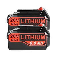 [2-Pack] High-Output 6.0Ah! 20V Battery for Black+Decker 20V Tools LB20 LBX20 LBXR20 LBXR20B LBXR2020 LBX4020 LB2X4020 LST220 Battery