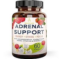 Adrenal Support & Cortisol Manager – Extra Strength Adrenal Fatigue Supplements for Energy, Brain Fog with Ashwagandha, Rhodiola Rosea, L Thyrosine, Holy Basil – 60 Non GMO Pills