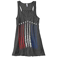 Threadrock Women's Red White Blue Air Force Flyover Flowy Racerback Tank Top