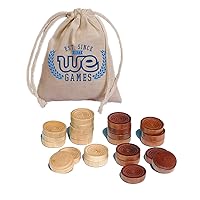 WE Games Wood Backgammon Chips with Cloth Pouch - Brown & Natural 1.5 in. Diameter