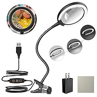 LED Magnifying Lamp with Clamp, Raweao 3X Lighted Hands Free Magnifying Glass with Light for Reading, Seniors, Hobbies, Craft