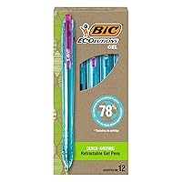 BIC Ecolutions Gel Pens, Medium Point (1.0mm), 12-Count Pack, Retractable Assorted Ink Pens Made from 78% Ocean-Bound Recycled Plastic Excluding Ink Cartridge