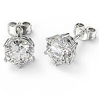 Moissanite Earrings, Real Moissanite Stud Earrings for Women Men 0.5ct-2ct Lab Created Diamond Earrings Brilliant Round Cut DF Color VVS1 Clarity 18K White Gold Plated 925 Sterling Silver Post Earring Jewelry Gifts for Women Men
