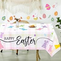 Easter Tablecloth Decorations 60x84 Inch Bunny Table Cover for Home(Multicolored)
