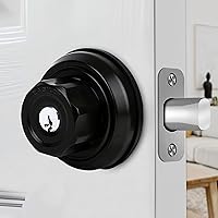 EASILOK Deadbolt Lock, E4 Twist-to-Lock Front Door Lock Keyless Heavy Duty Single Cylinder Deadbolt High Security with Unpickable Night Latch &Anti-Mislock Button, Zinc Alloy, Black