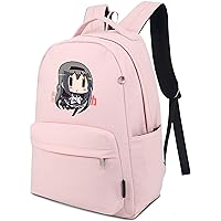 Anime Puella Magi Madoka Magica Backpack for Women Man Printed Akemi Homura Laptop Backpack Lightweight Nylon Daypack Travel Backpack Pink