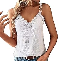 Fashion Camisole for Women V Neck Spaghetti Strap Tank Tops Sleeveless Blouses Loose Fit Casual Basic Cami Shirts