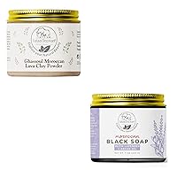 Natural Elephant Moroccan Spa Essentials: Ghassoul Clay 7 oz & Lavender Black Soap Bundle