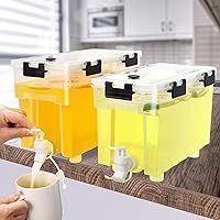 2.5 Gallon Drink Dispenser For Fridge,Beverage, Water Dispenser With Spigot.Juice Containers With Lids For Fridge,Parties And Daily Use. 100% Sealed And Filter Screen.BPA FREE.2PACK(1+1.5) Gallon