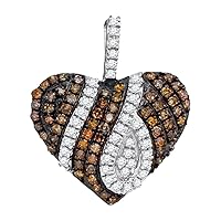 Brandy Diamond® 10k White Gold Chocolate Brown Diamond Teardrop Heart Necklace Pendant 1/3 Ctw.