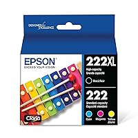 EPSON 222 Claria Ink High Capacity Black & Standard Color Cartridge Combo Pack (T222XL-BCS) Works with WorkForce WF-2960, Expression XP-5200, Black/Cyan/Magenta/Yellow