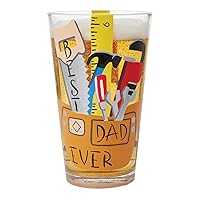 Enesco Lolita Designs Best Dad Ever Tool Belt Hand-Painted Artisan Beer Pint Glass, 16 Ounce, Multicolor
